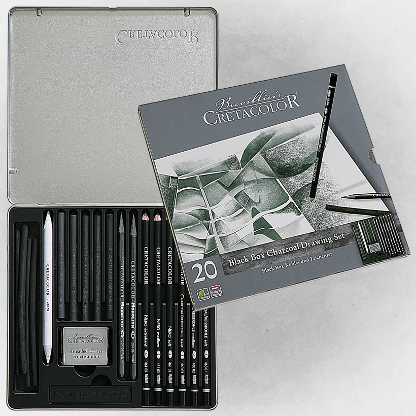 Cretacolor Charcoal Drawing 20 Set Black Box